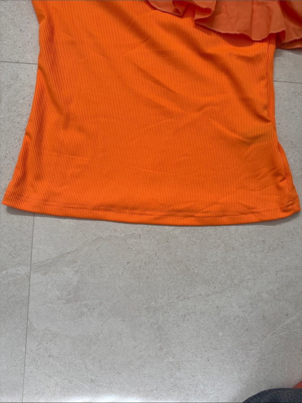 One-Shoulder Ruffle Orange Top - Picture 3 of 6